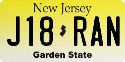 NJ license plate J18RAN