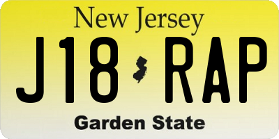 NJ license plate J18RAP