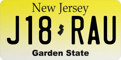 NJ license plate J18RAU