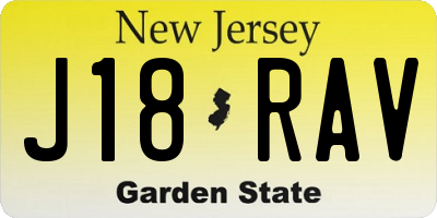 NJ license plate J18RAV