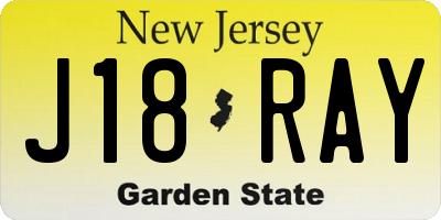 NJ license plate J18RAY