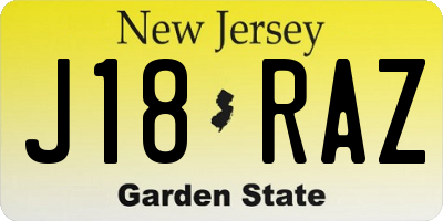 NJ license plate J18RAZ