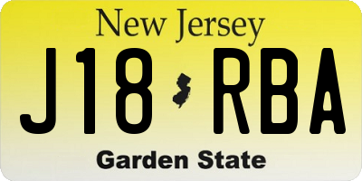 NJ license plate J18RBA