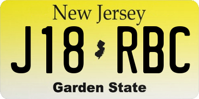 NJ license plate J18RBC