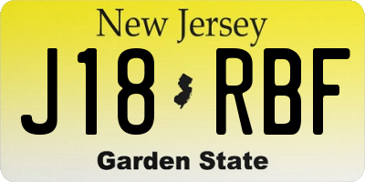 NJ license plate J18RBF