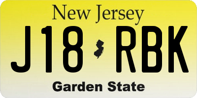 NJ license plate J18RBK
