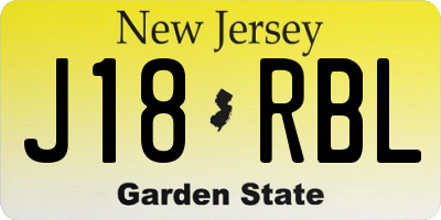 NJ license plate J18RBL