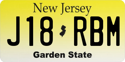 NJ license plate J18RBM