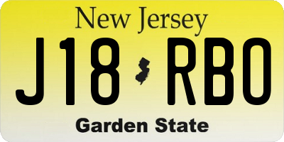 NJ license plate J18RBO