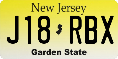 NJ license plate J18RBX