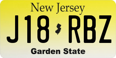 NJ license plate J18RBZ