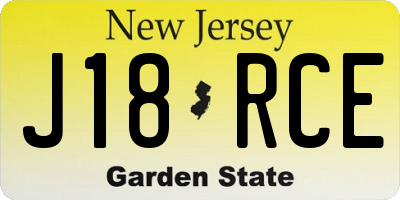 NJ license plate J18RCE