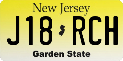 NJ license plate J18RCH