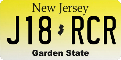 NJ license plate J18RCR