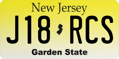 NJ license plate J18RCS
