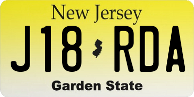 NJ license plate J18RDA