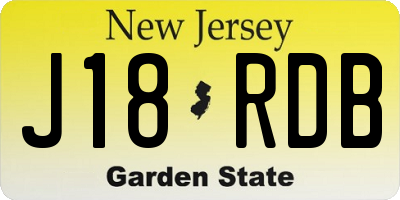 NJ license plate J18RDB