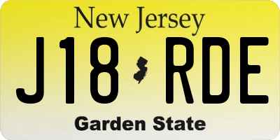 NJ license plate J18RDE