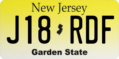 NJ license plate J18RDF