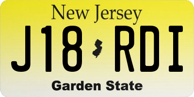 NJ license plate J18RDI
