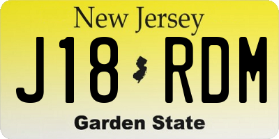 NJ license plate J18RDM