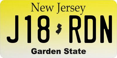 NJ license plate J18RDN