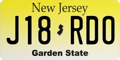 NJ license plate J18RDO