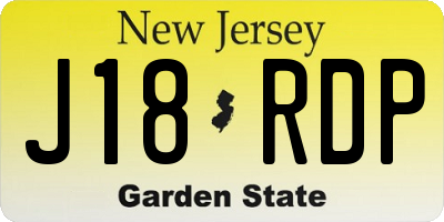 NJ license plate J18RDP