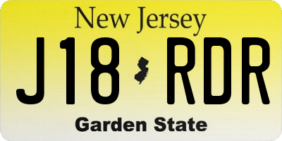 NJ license plate J18RDR