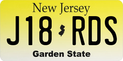 NJ license plate J18RDS