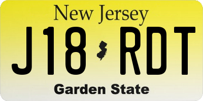 NJ license plate J18RDT