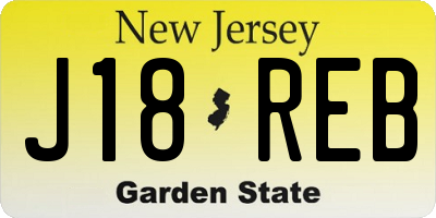 NJ license plate J18REB
