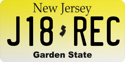 NJ license plate J18REC