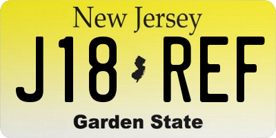 NJ license plate J18REF