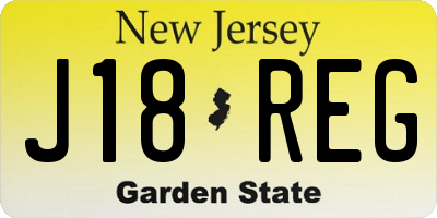 NJ license plate J18REG