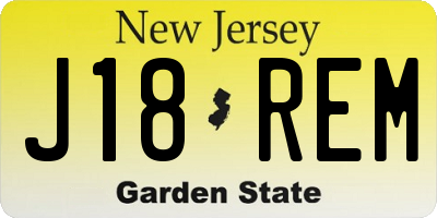 NJ license plate J18REM