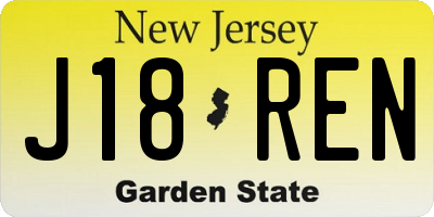 NJ license plate J18REN