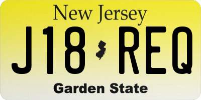 NJ license plate J18REQ