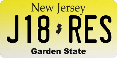NJ license plate J18RES
