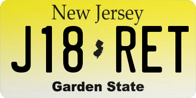 NJ license plate J18RET