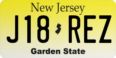 NJ license plate J18REZ