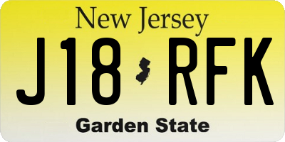 NJ license plate J18RFK