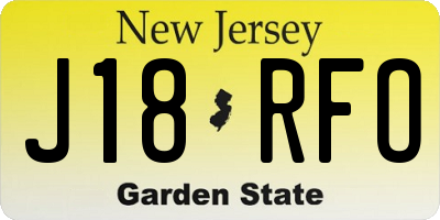 NJ license plate J18RFO