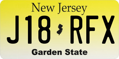 NJ license plate J18RFX