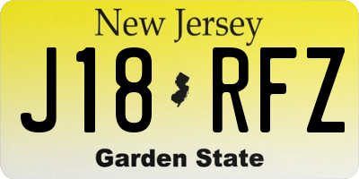 NJ license plate J18RFZ