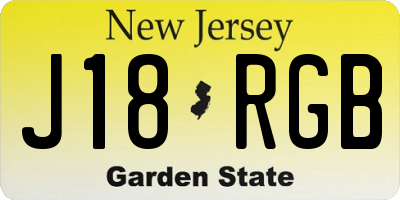 NJ license plate J18RGB