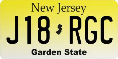 NJ license plate J18RGC