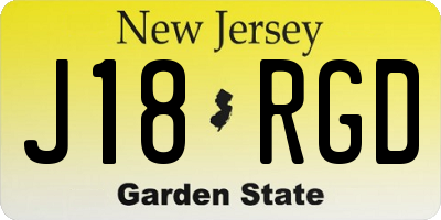 NJ license plate J18RGD
