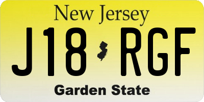 NJ license plate J18RGF