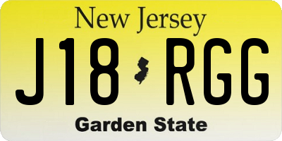NJ license plate J18RGG